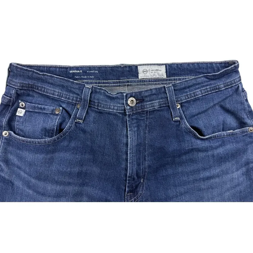 AG Adriano Goldschmied The Graduate Tailored Leg Dark Wash Mens Jeans 34X30 - Picture 3 of 12